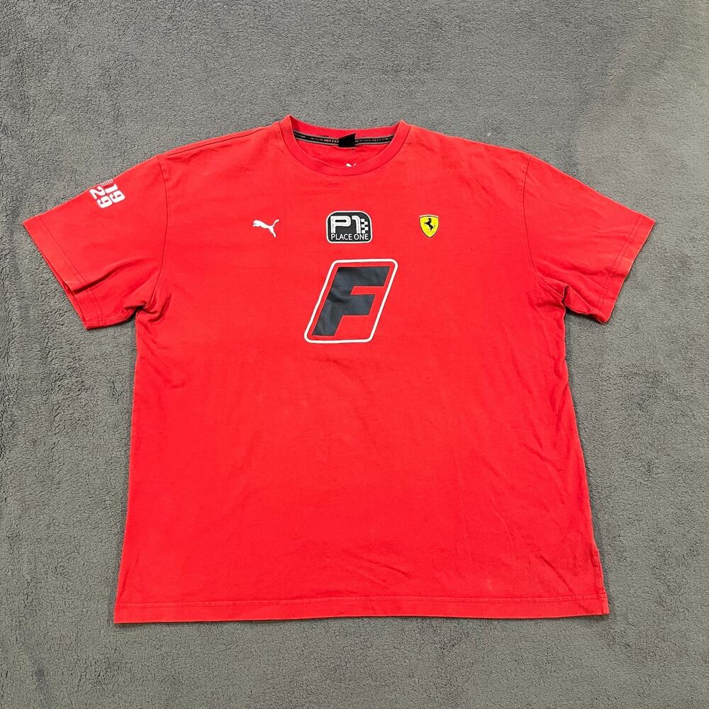 PUMA Scuderia Ferrari Rosso Corsa Red Racing Garage Graphic T-Shirt Men's Sz XL